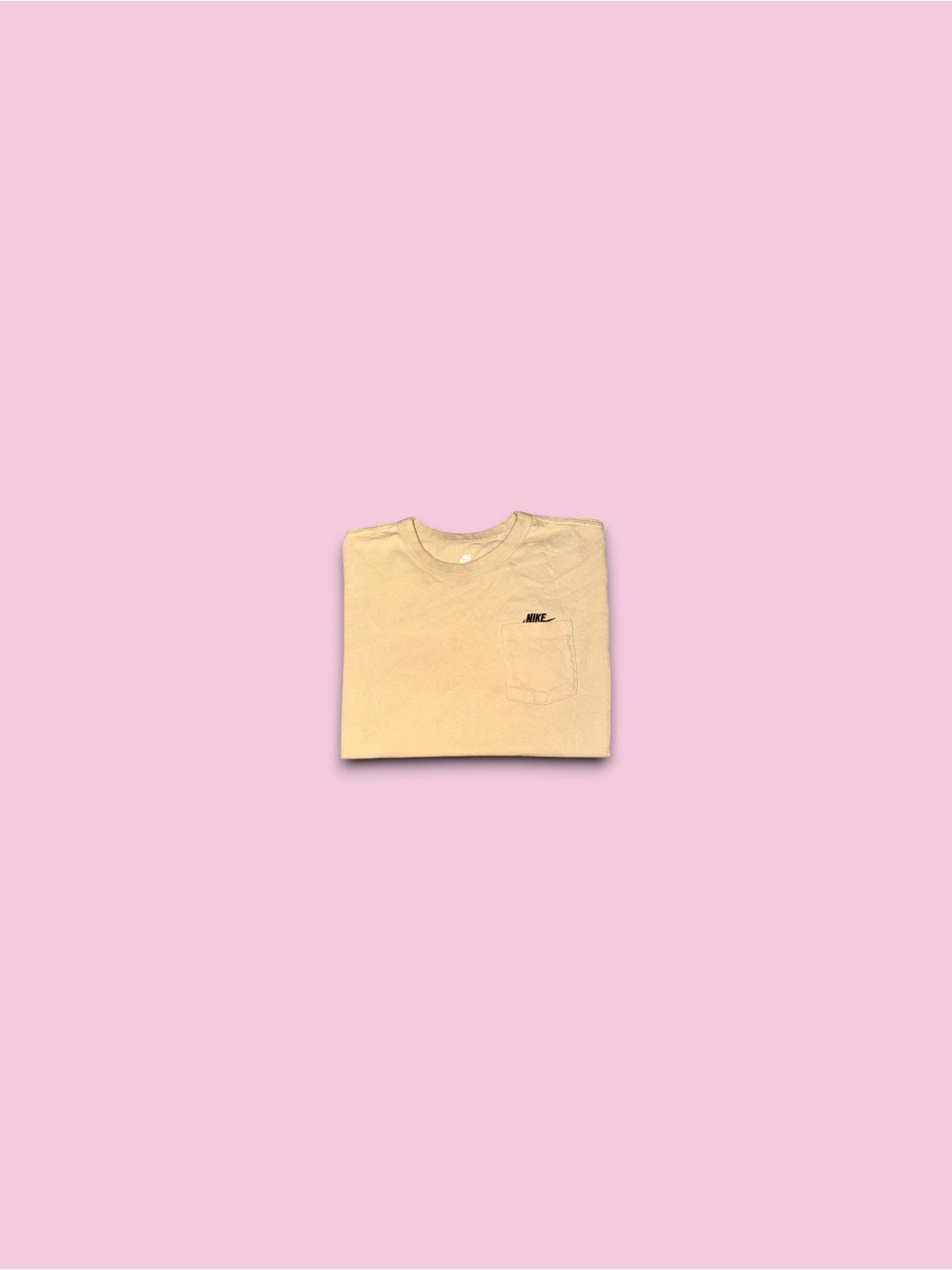 Nike Regular Fit Pocket T-Shirt Crew Neck Beige Men’s Medium Embroidered